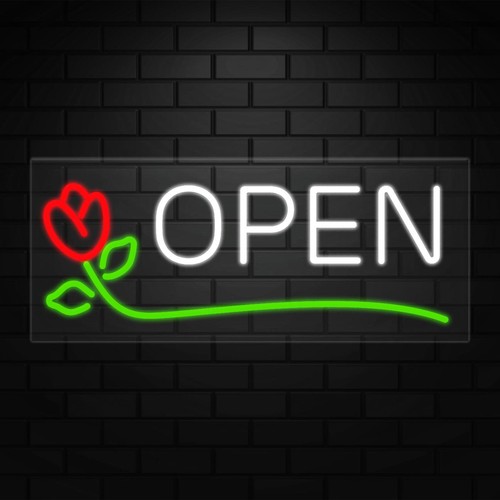 Open sign for - (rose), business